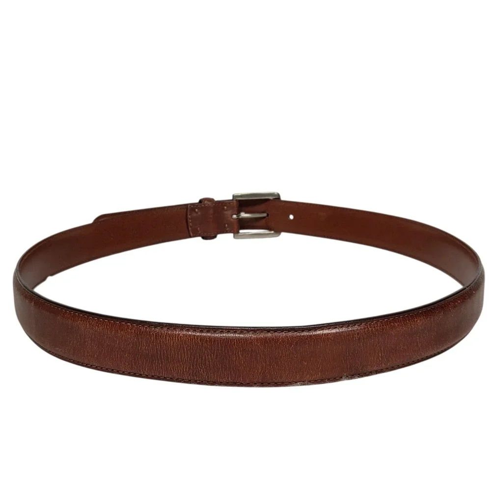 Vtg Polo Ralph Lauren Leather Belt Mens 40 Brown Silver Buckle 405191717 Classic